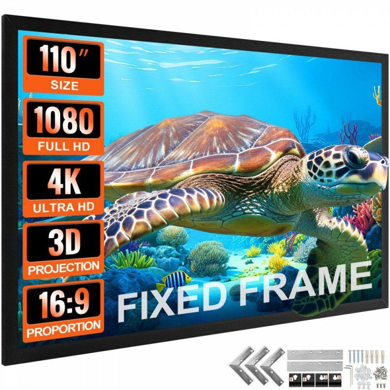 Office Electronics |  Projector Screen Fixed Frame 110inch Diagonal 16:9 4K HD Movie Projector Screen with Aluminum Frame Projector Screen Wall Mounted for Home Theater Office Use Office Electronics Office Electronics