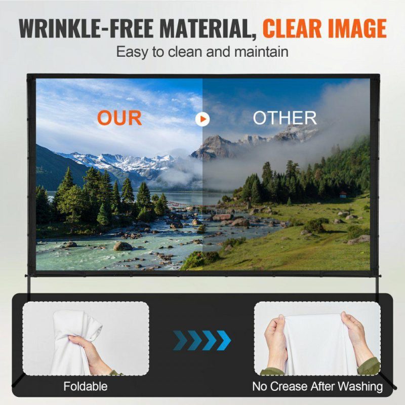 Office Electronics |  Projector Screen with Stand, 120 inch 16:9 4K 1080 HD Outdoor Movie Screen with Stand, Wrinkle-Free Projection Screen with Bar Feet and Carry Bag, for Home Theater Cinema Backyard Movie Night Office Electronics Office Electronics