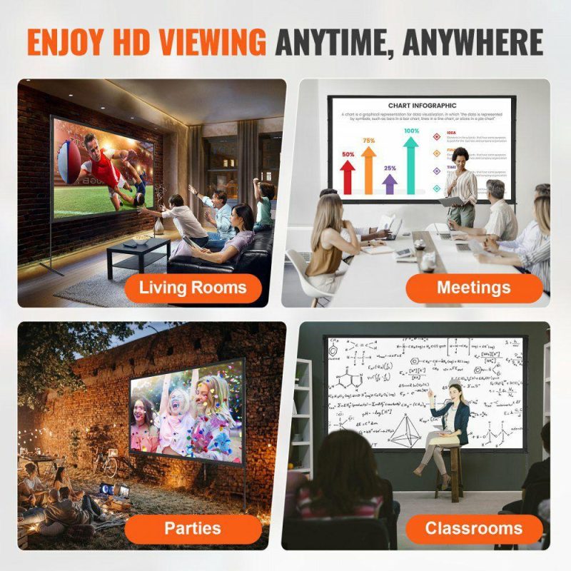 Office Electronics |  Projector Screen with Stand, 120 inch 16:9 4K 1080 HD Outdoor Movie Screen with Stand, Wrinkle-Free Projection Screen with Bar Feet and Carry Bag, for Home Theater Cinema Backyard Movie Night Office Electronics Office Electronics