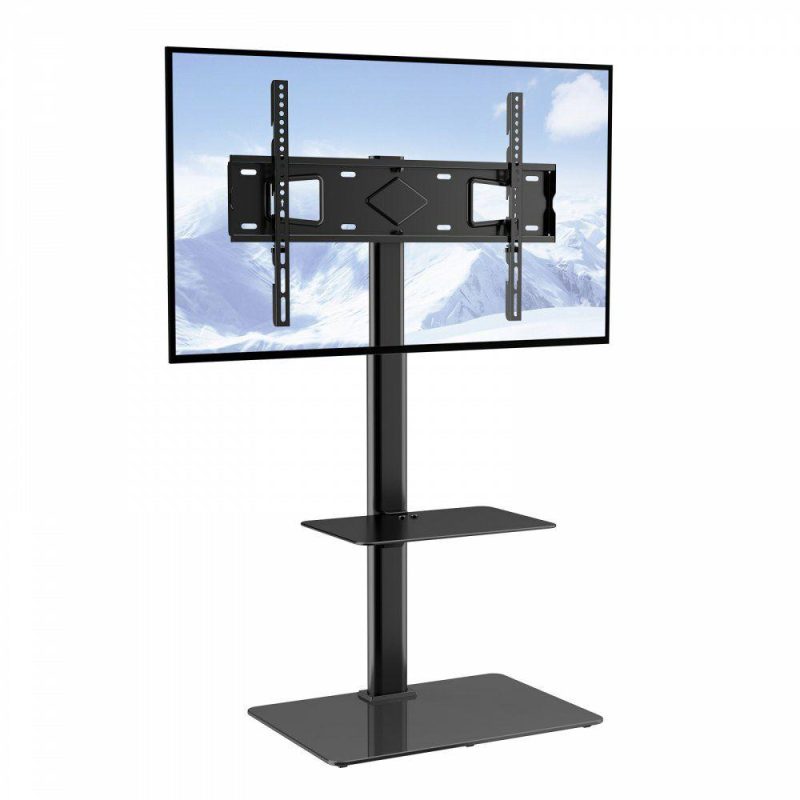 Office Electronics |  TV Stand Mount, Swivel Tall TV Stand for 32 to 65 inch TVs, Height Adjustable Portable Floor TV Stand with Tempered Glass Base for Bedroom, Living Room Office Electronics Office Electronics