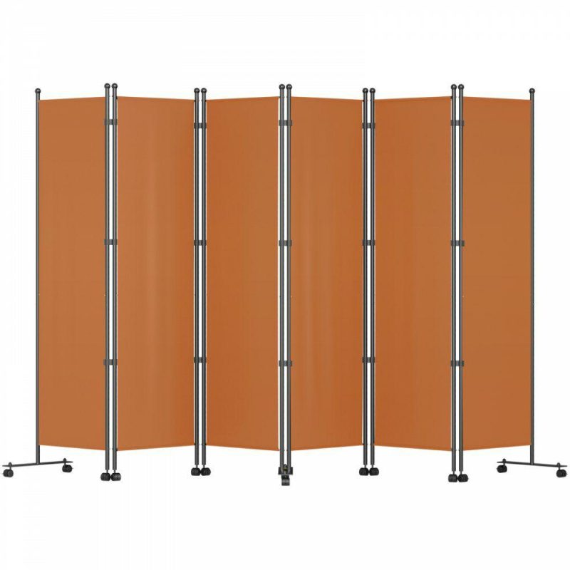 Office Furniture |  6 Panel Room Divider, 6 FT Tall, Freestanding & Folding Privacy Screen w/ Swivel Casters & Aluminum Alloy Frame, Oxford Bag Included, Room Partition for Office Home, 121″W x 14″D x 73″H, Orange Orange Office Furniture Office Furniture