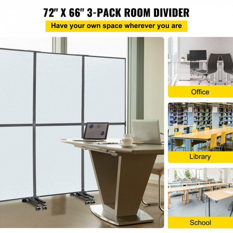 Office Furniture |  Acoustic Room Divider 72″ x 66″ Office Partition Panel 3 Pack Office Divider Wall Cool Gray Office Dividers Partition Wall Polyester & 45 Steel Cubicle Wall Reduce Noise and Visual Distractions Gray Office Furniture Gray