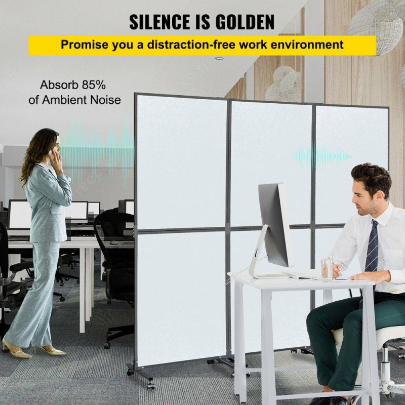 Office Furniture |  Acoustic Room Divider 72″ x 66″ Office Partition Panel 3 Pack Office Divider Wall Cool Gray Office Dividers Partition Wall Polyester & 45 Steel Cubicle Wall Reduce Noise and Visual Distractions Gray Office Furniture Gray