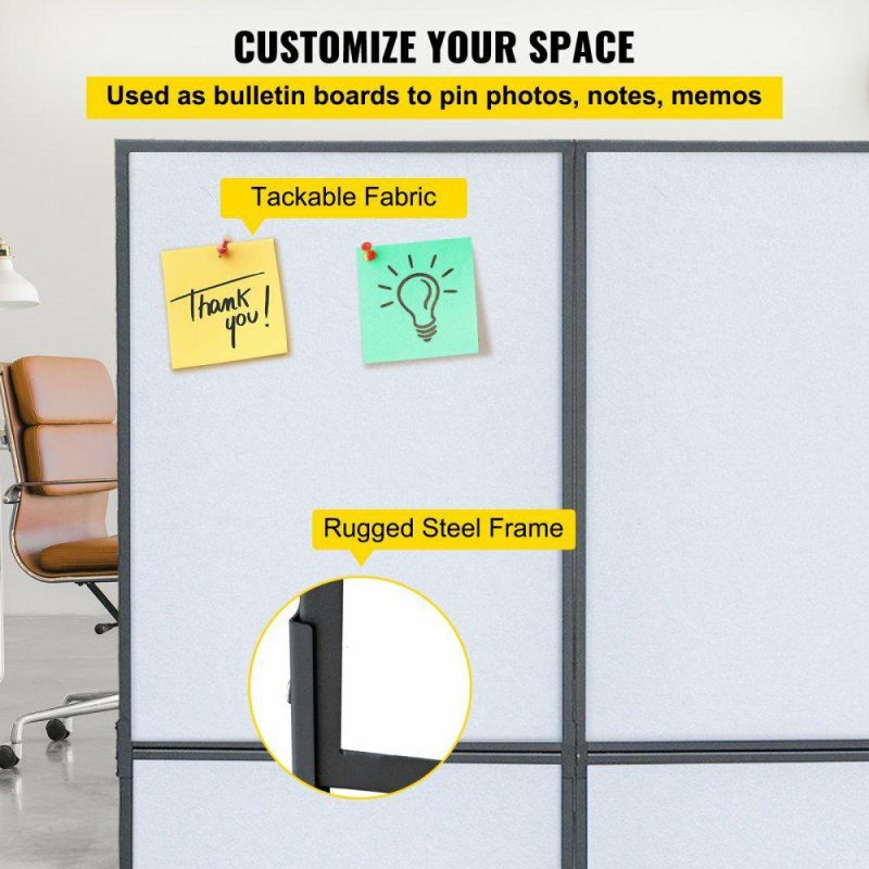 Office Furniture |  Acoustic Room Divider 72″ x 66″ Office Partition Panel 3 Pack Office Divider Wall Cool Gray Office Dividers Partition Wall Polyester & 45 Steel Cubicle Wall Reduce Noise and Visual Distractions Gray Office Furniture Gray