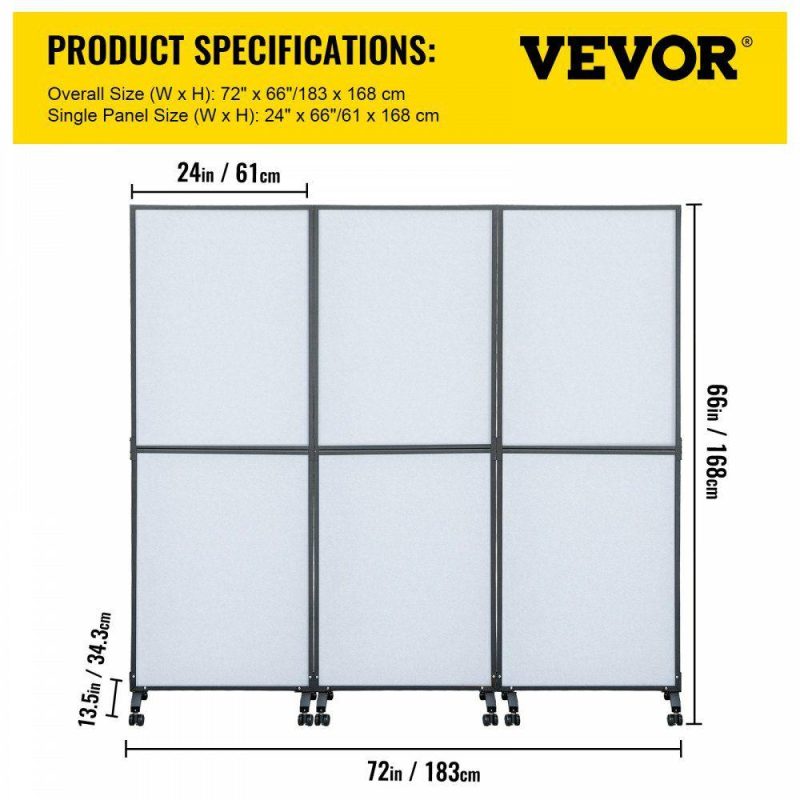 Office Furniture |  Acoustic Room Divider 72″ x 66″ Office Partition Panel 3 Pack Office Divider Wall Cool Gray Office Dividers Partition Wall Polyester & 45 Steel Cubicle Wall Reduce Noise and Visual Distractions Gray Office Furniture Gray