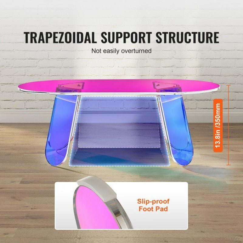 Office Furniture |  Acrylic Coffee Table, Iridescent Acrylic End Table, 13.8 inch high Colorful Acrylic Side Table, for Coffee, Drink, Food, Snack used in Living Room, Courtyard, Terrace Office Furniture Office Furniture