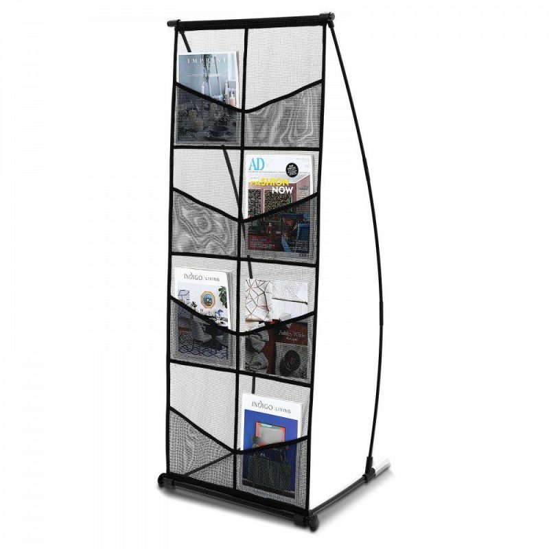 Office Furniture |  Brochure Display Stand, 4-Tier 8 Pockets Mesh Literature Display Holder, Floor Standing Magazine Newspaper Catalog Rack, Lightweight & Portable with Carrying Bag for Shop Exhibitions Office Office Furniture Office Furniture