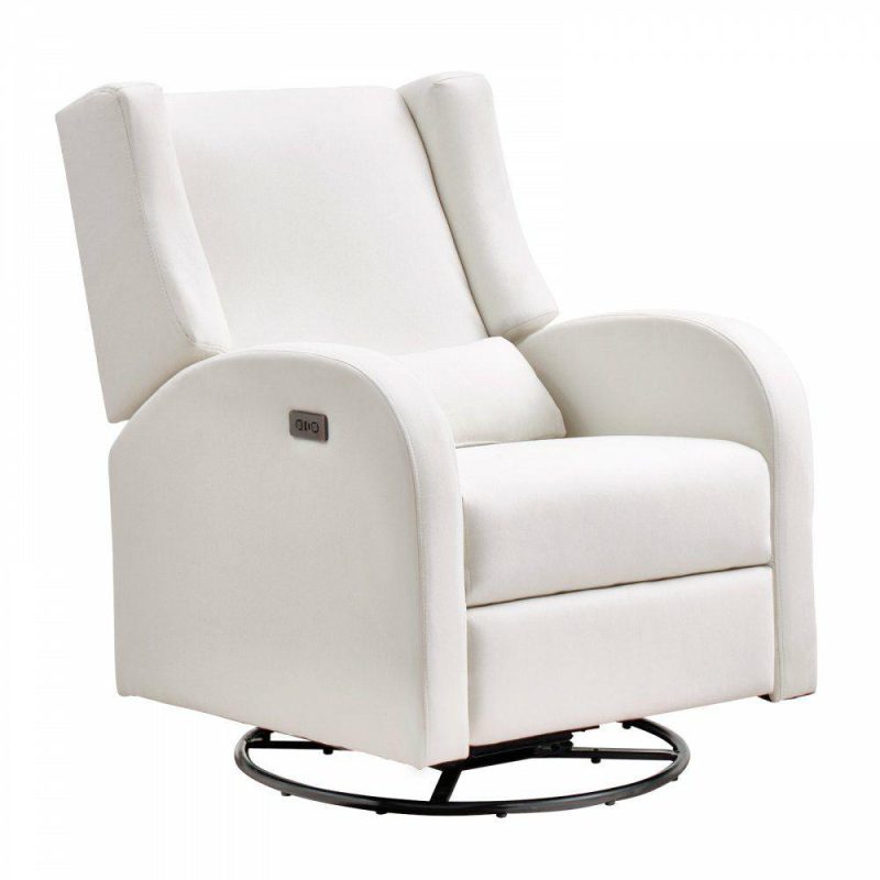 Office Furniture |  Electronic Power Recliner and Swivel Glider, 250 lbs Weight Capacity Swivel Glider Recliner Chair with USB Port, Polyester Surface Swivel Rocker Recliner  for Living Room, Bedroom,  Off White Office Furniture Office Furniture