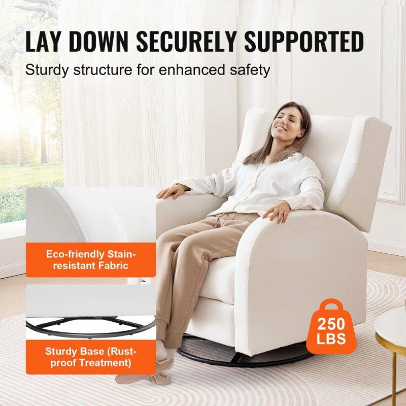 Office Furniture |  Electronic Power Recliner and Swivel Glider, 250 lbs Weight Capacity Swivel Glider Recliner Chair with USB Port, Polyester Surface Swivel Rocker Recliner  for Living Room, Bedroom,  Off White Office Furniture Office Furniture