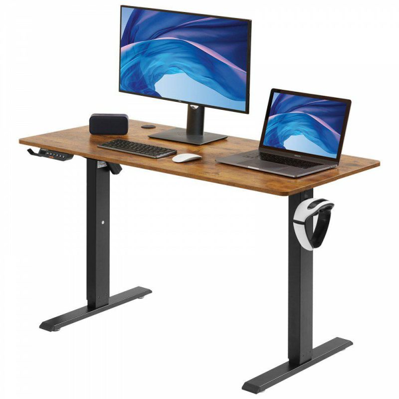 Office Furniture |  Height Adjustable Desk, 55.1 x 23.6 in（1.4m*0.6m）, 3-Key Modes Electric Standing Desk,Whole Piece Desk Board, Sturdy Dual Metal Frame, Max. Bearing 180 LBS Computer Sit Stand up Desk, for Home and Office Office Furniture Office Furniture