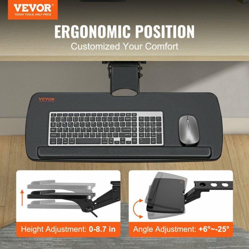 Office Furniture |  Keyboard Tray under Desk Adjustable Height, Height and Angle Adjustable under Desk Keyboard Tray Slide out, Large 25×9.8 inch Keyboard Holder under Desk for Typing in Home, Office Work Office Furniture Office Furniture