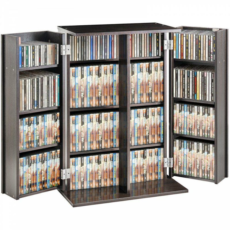 Office Furniture |  Media Storage Cabinet 4 Layers Adjustable DVD Shelves 576 CDs Espresso Office Furniture Office Furniture