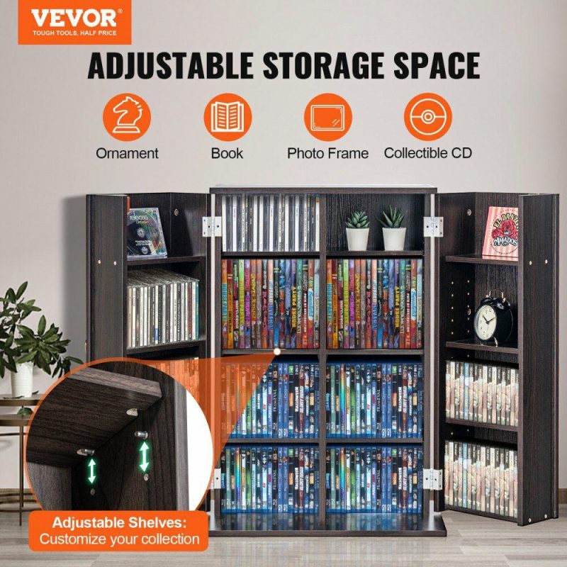 Office Furniture |  Media Storage Cabinet 4 Layers Adjustable DVD Shelves 576 CDs Espresso Office Furniture Office Furniture