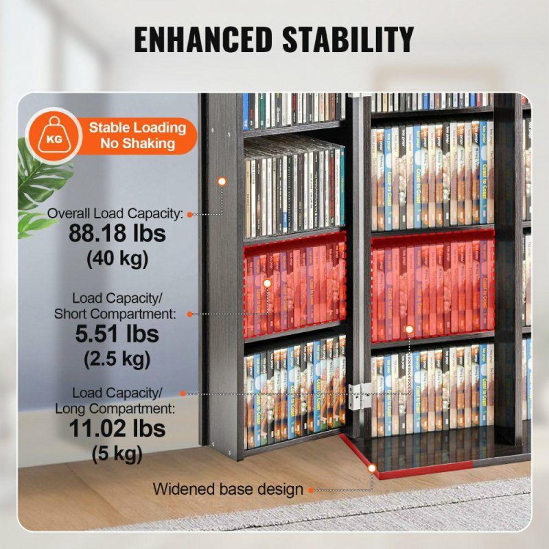 Office Furniture |  Media Storage Cabinet 4 Layers Adjustable DVD Shelves 576 CDs Espresso Office Furniture Office Furniture