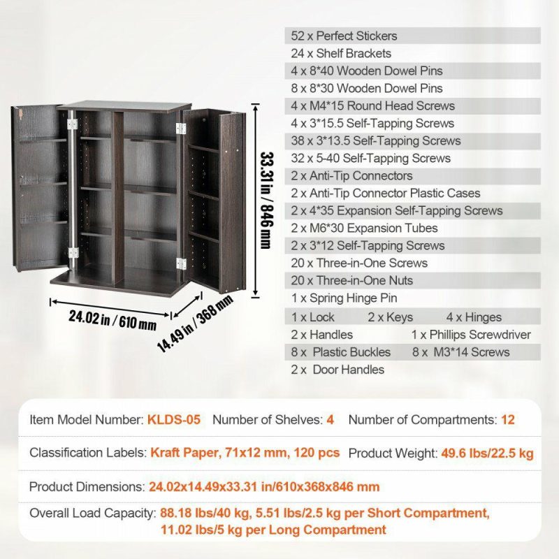 Office Furniture |  Media Storage Cabinet 4 Layers Adjustable DVD Shelves 576 CDs Espresso Office Furniture Office Furniture