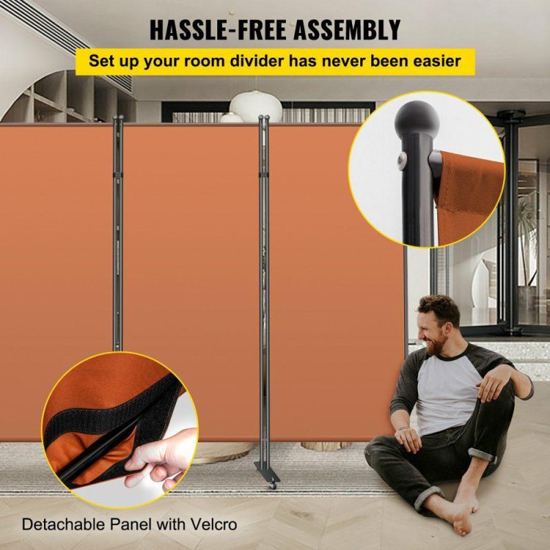 Office Furniture |  Office Partition 89″ W x 14″ D x 73″ H Room Divider 3-Panel Office Divider Folding Portable Office Walls w/ Non-See-Through Fabric Room Partition Reddish Brown for Room Office Restaurant Orange Office Furniture Office Furniture