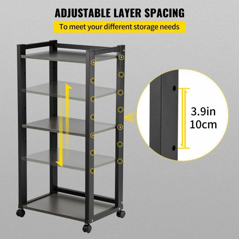 Office Furniture |  Printer Stand, 3-Tier Rolling Printer Cart, Adjustable Storage Shelf Rack on Lockable Wheels, 19.69x 13.78x 42 inch Printer Table for Home Office Small Spaces Organization, Black Office Furniture Office Furniture