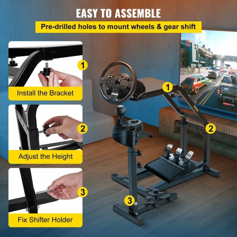 Office Furniture |  Racing Simulator Cockpit Height Adjustable Racing Wheel Stand with fit for Logitech G25, G27, G29, G920 Racing Wheel and Pedals Not Included Office Furniture Office Furniture