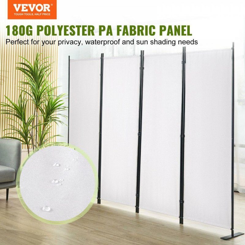 Office Furniture |  Room Divider, 5.6 ft （88×67.5inch）Room Dividers and Folding Privacy Screens (4-panel), Fabric Partition Room Dividers for Office, Bedroom, Dining Room, Study, Freestanding, White White Office Furniture Office Furniture