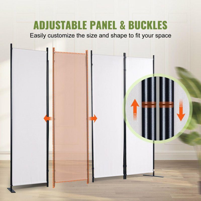 Office Furniture |  Room Divider, 5.6 ft （88×67.5inch）Room Dividers and Folding Privacy Screens (4-panel), Fabric Partition Room Dividers for Office, Bedroom, Dining Room, Study, Freestanding, White White Office Furniture Office Furniture