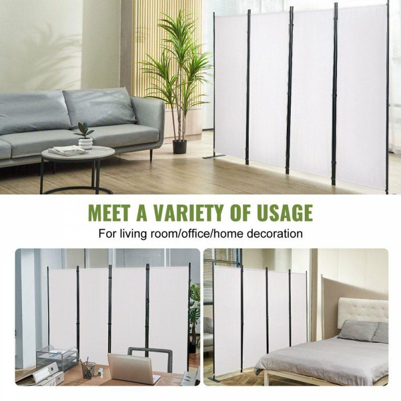 Office Furniture |  Room Divider, 5.6 ft （88×67.5inch）Room Dividers and Folding Privacy Screens (4-panel), Fabric Partition Room Dividers for Office, Bedroom, Dining Room, Study, Freestanding, White White Office Furniture Office Furniture