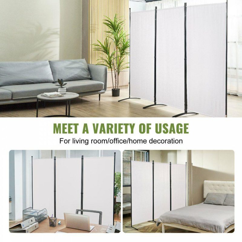 Office Furniture |  Room Divider, 6.1 ft （102×71inch）Room Dividers and Folding Privacy Screens (3-panel), Fabric Partition Room Dividers for Office, Bedroom, Dining Room, Study, Freestanding, White White Office Furniture Office Furniture