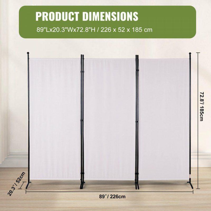 Office Furniture |  Room Divider, 6.1 ft （102×71inch）Room Dividers and Folding Privacy Screens (3-panel), Fabric Partition Room Dividers for Office, Bedroom, Dining Room, Study, Freestanding, White White Office Furniture Office Furniture