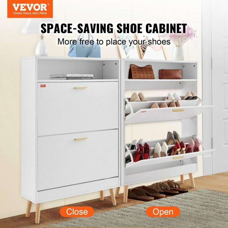 Office Furniture |  Shoe Cabinet with 2 Flip Drawers, Shoe Storage Cabinet for Entryway, Free Standing Shoe Storage Organizer with Top Storage Cubby for Heels, Boots, Slippers in Hallway, Living Room Office Furniture Office Furniture