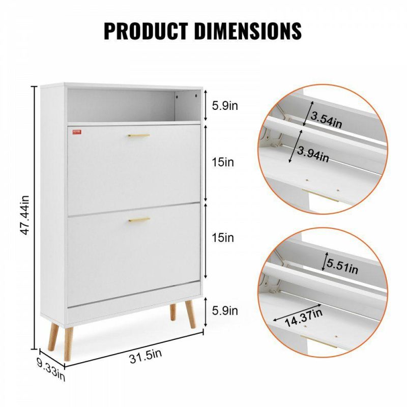 Office Furniture |  Shoe Cabinet with 2 Flip Drawers, Shoe Storage Cabinet for Entryway, Free Standing Shoe Storage Organizer with Top Storage Cubby for Heels, Boots, Slippers in Hallway, Living Room Office Furniture Office Furniture