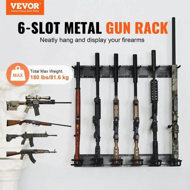 Office Storage Supplies |  Gun Rack, Indoor Gun Rack Wall Mount, 6-Slot Vertical Rifle Shotgun Gun Rack, 180 lb Heavy Duty Metal Wall Gun Rack Display Stand with Soft Padding Office Storage Supplies Office Storage Supplies