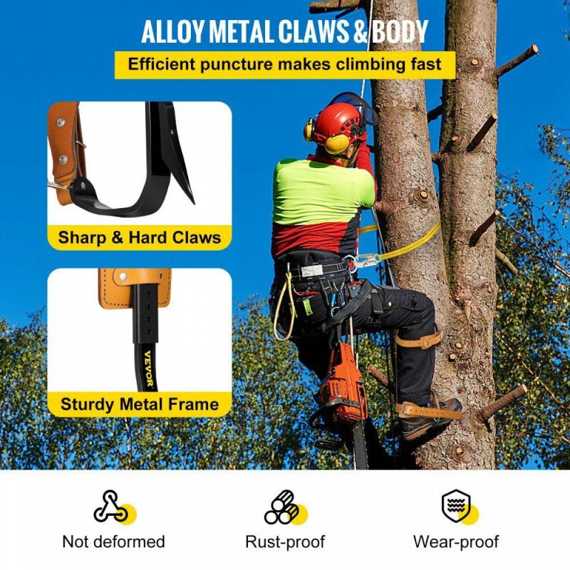 Outdoor Recreation |  Tree Climbing Spikes, 3 in 1 Alloy Steel Adjustable Pole Climbing Spurs, w/ Security Harness and Lanyard, Arborist Equipment for Climbers, Logging, Hunting Observation, Fruit Picking Office Supplies Outdoor Recreation