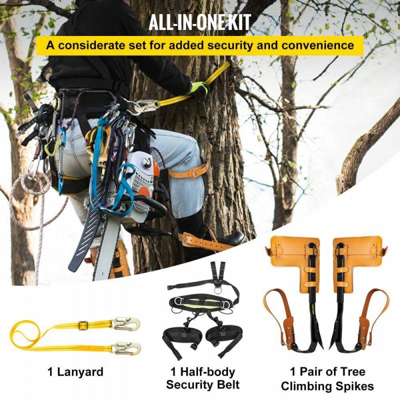 Outdoor Recreation |  Tree Climbing Spikes, 3 in 1 Alloy Steel Adjustable Pole Climbing Spurs, w/ Security Harness and Lanyard, Arborist Equipment for Climbers, Logging, Hunting Observation, Fruit Picking Office Supplies Outdoor Recreation