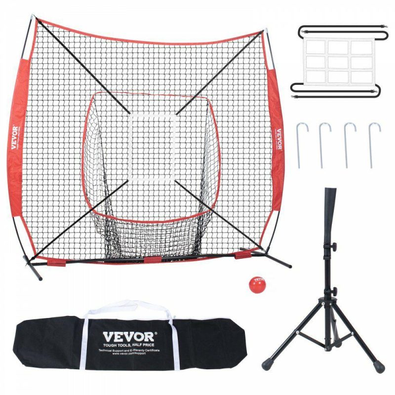 Outdoor Sports |  7×7 ft Baseball Softball Practice Net, Portable Baseball Training Net for Hitting Batting Catching Pitching, Backstop Baseball Equipment with Bow Frame, Carry Bag, Strike Zone, Ball, Batting Tee Outdoor Sports Outdoor Sports