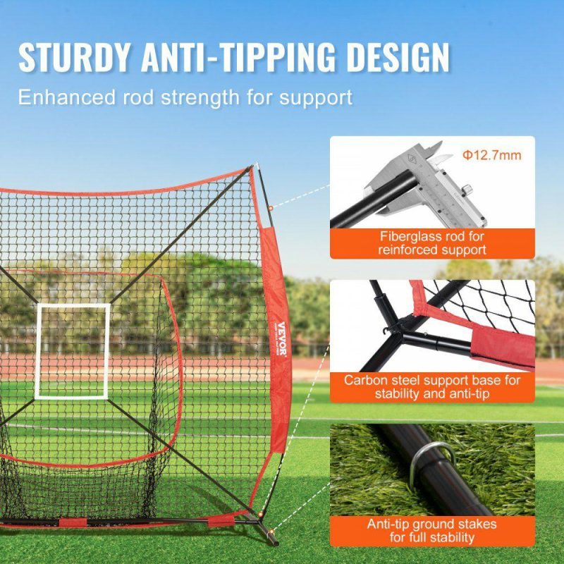 Outdoor Sports |  7×7 ft Baseball Softball Practice Net, Portable Baseball Training Net for Hitting Batting Catching Pitching, Backstop Baseball Equipment with Bow Frame, Carry Bag, Strike Zone, Ball, Batting Tee Outdoor Sports Outdoor Sports