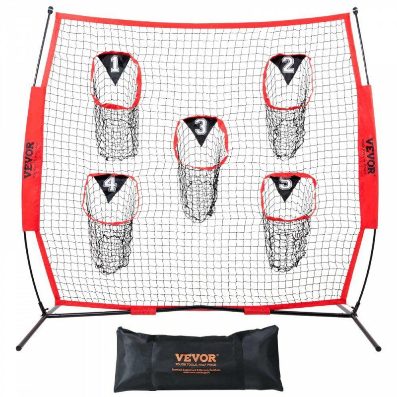 Outdoor Sports |  8 x 8 ft Football Trainer Throwing Net, Training Throwing Target Practice Net with 5 Target Pockets, Knotless Net Includes Bow Frame and Portable Carry Case, Improve QB Throwing Accuracy, Red Outdoor Sports Outdoor Sports