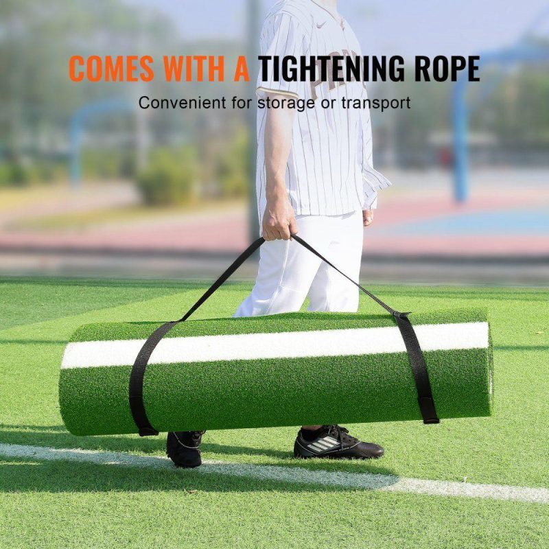 Outdoor Sports |  Baseball Softball Hitting Batting Mat, 10′ x 3.8′ Indoor/Outdoor Softball Mat, Lined & Foam Backing Anti-Slip Anti-Fade Softball Training Aid, Portable Practice Mat with Tightening Rope, Green Outdoor Sports Outdoor Sports