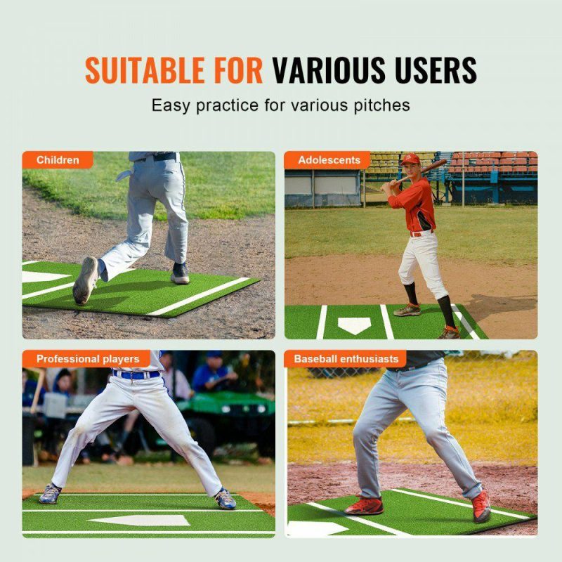 Outdoor Sports |  Baseball Softball Hitting Batting Mat, 10′ x 3.8′ Indoor/Outdoor Softball Mat, Lined & Foam Backing Anti-Slip Anti-Fade Softball Training Aid, Portable Practice Mat with Tightening Rope, Green Outdoor Sports Outdoor Sports