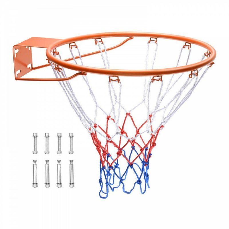 Outdoor Sports |  Basketball Rim, Wall Door Mounted Basketball Hoop, Heavy Duty Q235 Basketball Flex Rim Goal Replacement with Net, Standard 18″ Indoor and Outdoor Hanging Basketball Hoop for Kids Adults Outdoor Sports Outdoor Sports