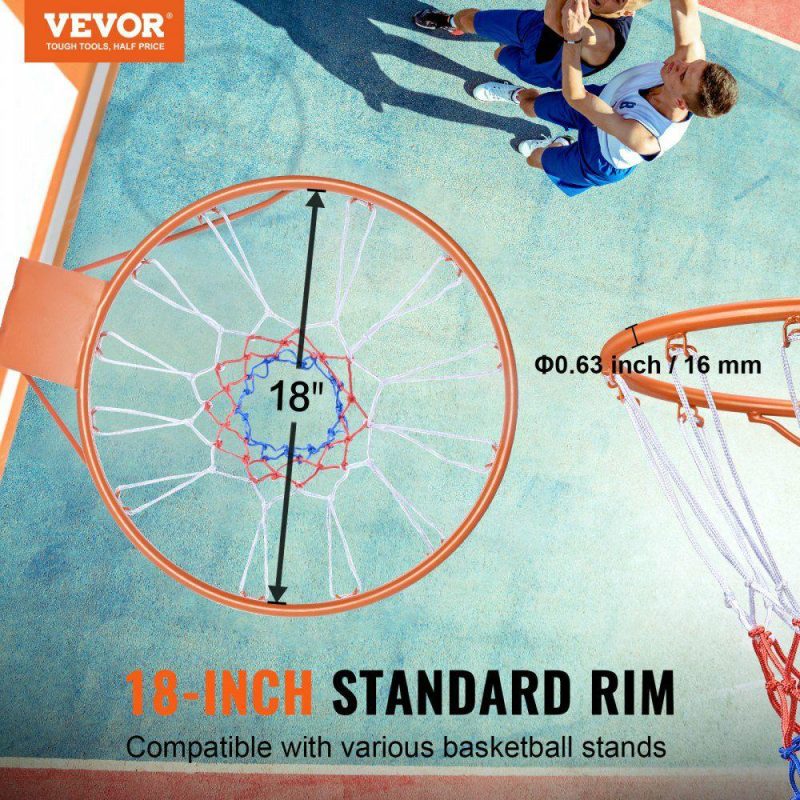 Outdoor Sports |  Basketball Rim, Wall Door Mounted Basketball Hoop, Heavy Duty Q235 Basketball Flex Rim Goal Replacement with Net, Standard 18″ Indoor and Outdoor Hanging Basketball Hoop for Kids Adults Outdoor Sports Outdoor Sports