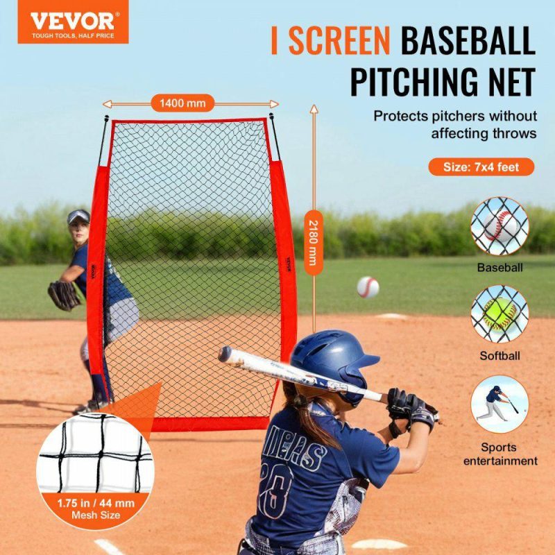 Outdoor Sports |  I Screen Baseball for Batting Cage, 7×4 ft Baseball & Softball Safety Screen, Body Protector Portable Batting Screen with Carry Bag & Ground Stakes, Baseball Pitching Net for Pitchers Protection Outdoor Sports Outdoor Sports