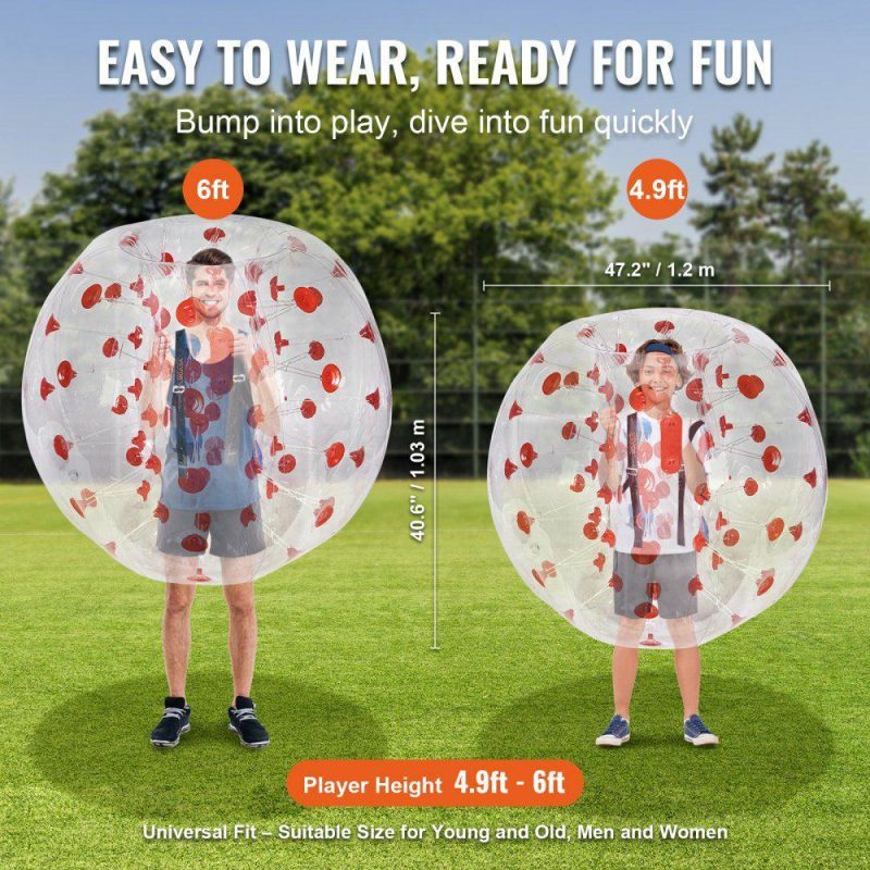 Outdoor Sports |  Inflatable Bumper Ball 1-Pack, 4FT/1.2M Body Sumo Zorb Balls for Teen & Adult, 0.8mm Thick PVC Human Hamster Bubble Balls for Outdoor Team Gaming Play, Bumper Bopper Toys for Garden, Yard, Park Red Polka Dot Outdoor Sports Outdoor Sports