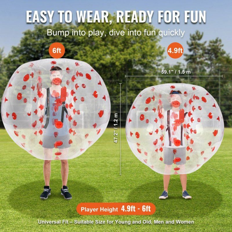 Outdoor Sports |  Inflatable Bumper Ball 1-Pack, 5FT/1.5M Body Sumo Zorb Balls for Teen & Adult, 0.8mm Thick PVC Human Hamster Bubble Balls for Outdoor Team Gaming Play, Bumper Bopper Toys for Garden, Yard, Park Red Polka Dot Outdoor Sports Outdoor Sports