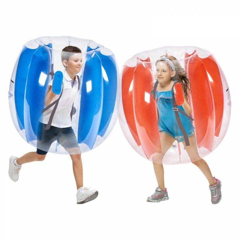 Outdoor Sports |  Inflatable Bumper Balls 2-Pack, 3FT/0.9M Body Sumo Zorb Balls for Kids & Teens, Durable PVC Human Hamster Bubble Balls for Outdoor Team Gaming Play, Bumper Bopper Toys for Playground, Yard, Par Red Stripe + Blue Stripe Outdoor Sports Outdoor Sports