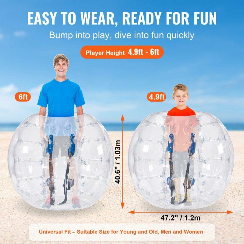 Outdoor Sports |  Inflatable Bumper Balls 2-Pack, 4FT/1.2M Body Sumo Zorb Balls for Teen & Adult, 0.8mm Thick PVC Human Hamster Bubble Balls for Outdoor Team Gaming Play, Bumper Bopper Toys for Garden, Yard, Park Transparent Outdoor Sports Outdoor Sports