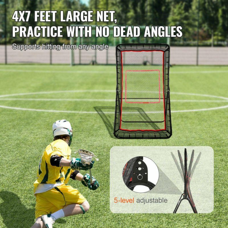 Outdoor Sports |  Lacrosse Rebounder for Backyard, 4×7 Ft Volleyball Bounce Back Net, Pitchback Throwback Baseball Softball Return Training Screen, Adjustable Angle Shooting Practice Training Wall with Target Outdoor Sports Outdoor Sports