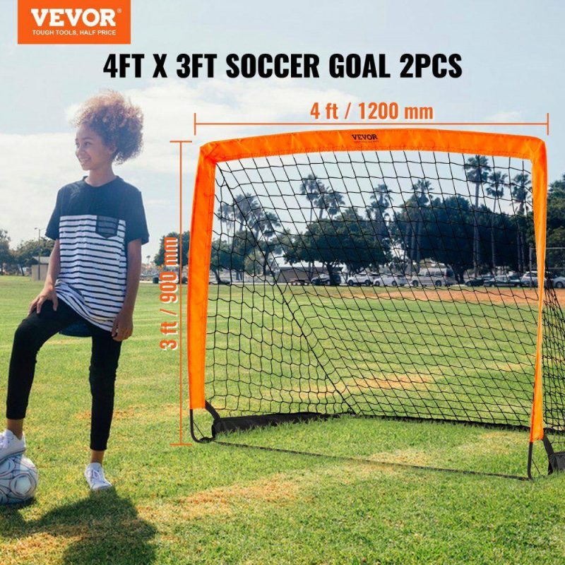 Outdoor Sports |  Portable Soccer Goal, 4×3 ft Kids Backyard Soccer Net, Foldable Pop Up Practice Soccer Net, Mini Youth Training Soccer Goal Set, All-Weather Indoor Outdoor Soccer Goals with Carry Bag, 2 Pack Outdoor Sports Outdoor Sports