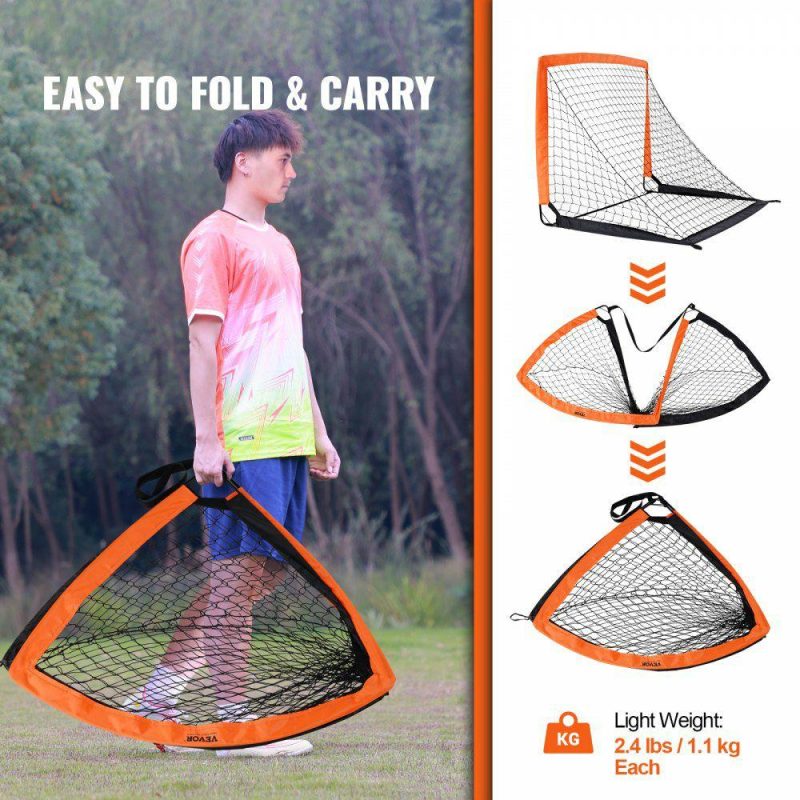 Outdoor Sports |  Portable Soccer Goal, 4×3 ft Kids Backyard Soccer Net, Foldable Pop Up Practice Soccer Net, Mini Youth Training Soccer Goal Set, All-Weather Indoor Outdoor Soccer Goals with Carry Bag, 2 Pack Outdoor Sports Outdoor Sports