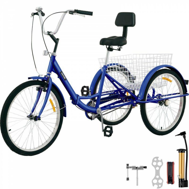 Outdoor Sports |  Tricycle Adult 24’’ Wheels Adult Tricycle 1-Speed 3 Wheel Bikes For Adults Three Wheel Bike For Adults Adult Trike Adult Folding Tricycle Foldable Adult Tricycle 3 Wheel Bike Trike For Adults Blue Outdoor Sports Blue