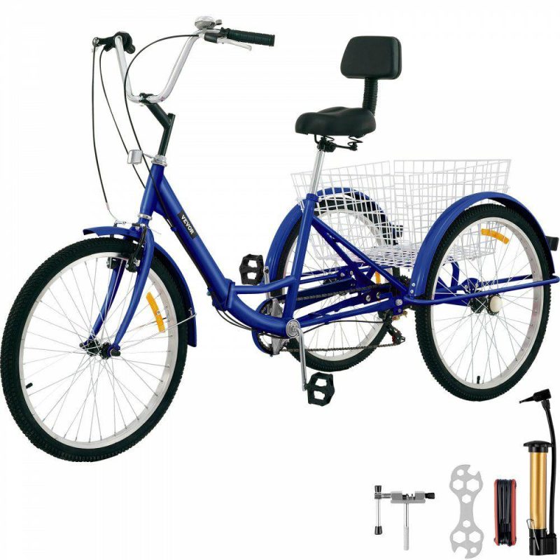 Outdoor Sports |  Tricycle Adult 24’’ Wheels Adult Tricycle 7-Speed 3 Wheel Bikes For Adults Three Wheel Bike For Adults Adult Trike Adult Folding Tricycle Foldable Adult Tricycle 3 Wheel Bike Trike For Adults Blue Outdoor Sports Blue