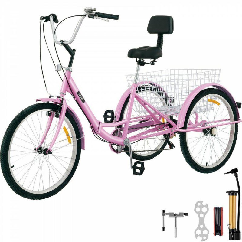 Outdoor Sports |  Tricycle Adult 26’’ Wheels Adult Tricycle 7-Speed 3 Wheel Bikes For Adults Three Wheel Bike For Adults Adult Trike Adult Folding Tricycle Foldable Adult Tricycle 3 Wheel Bike Trike For Adults Pink Outdoor Sports Outdoor Sports